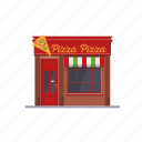 pizzeria, pizza, restaurant, building, facade, food, italian