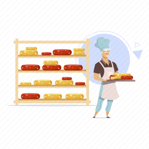 Chef, cheese, cheesemaker, storage, room illustration - Download on Iconfinder