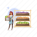 woman, organic, vegetable, holding, box 