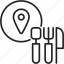 location, map, pin, restaurant, fork, spoon 