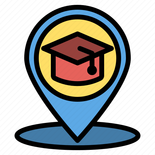 Locationandmap, highschool, education, location, study, pin icon - Download on Iconfinder