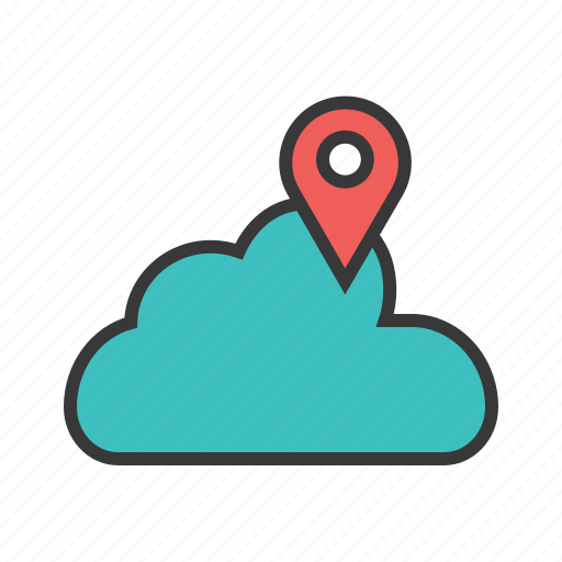 Cloud centre, gps, navigation pin, server location icon - Download on Iconfinder