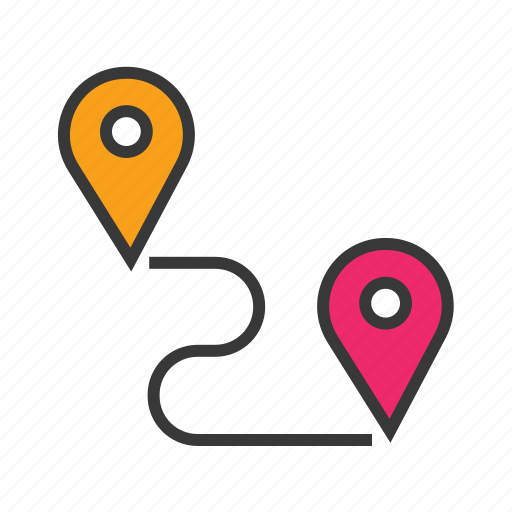 Distance, navigation, path, pin location, route map icon - Download on Iconfinder