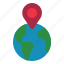 globe, location, pin, world 