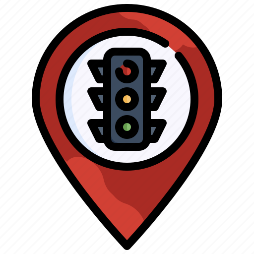 Traffic, lights, stop, location, pin, placeholder, road icon - Download on Iconfinder