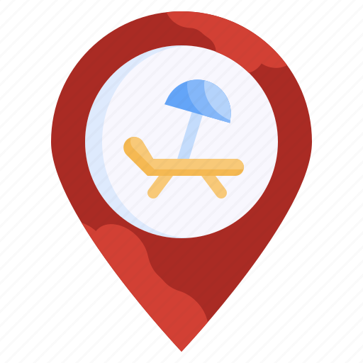 Beach, sun, bath, placeholder, relax, location, pin icon - Download on Iconfinder
