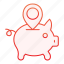 bank, piggy, money, banking, finance, location, navigation, pointer, saving 