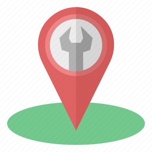Garage, maintenance, repair, location, pin, map icon - Download on Iconfinder
