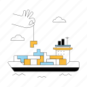 sea, logistics, transportation, shipping, box, car, delivery, travel, vehicle