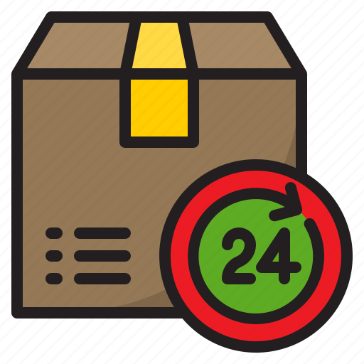 Delivery, logistic, parcel, box, 24hr, shipping icon - Download on Iconfinder