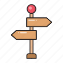 arrow, board, direction, road, sign