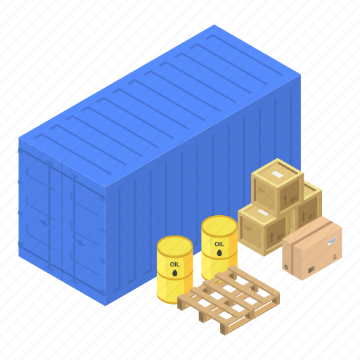 Box, cartoon, container, export, isometric, port, shipment icon - Download on Iconfinder