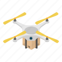 air, box, cartoon, concept, delivery, drone, isometric