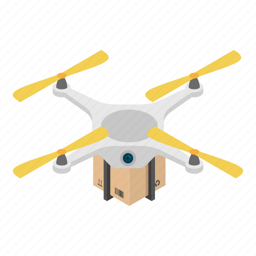 Air, box, cartoon, concept, delivery, drone, isometric icon - Download on Iconfinder