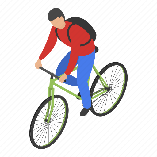 Bike, box, cartoon, delivery, driver, isometric, man icon - Download on Iconfinder