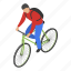 bike, box, cartoon, delivery, driver, isometric, man 