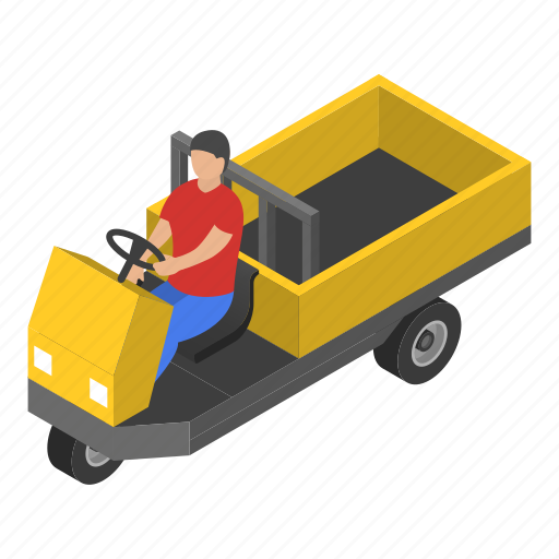 Cartoon, courier, delivery, isometric, motorbike, package, warehouse icon - Download on Iconfinder