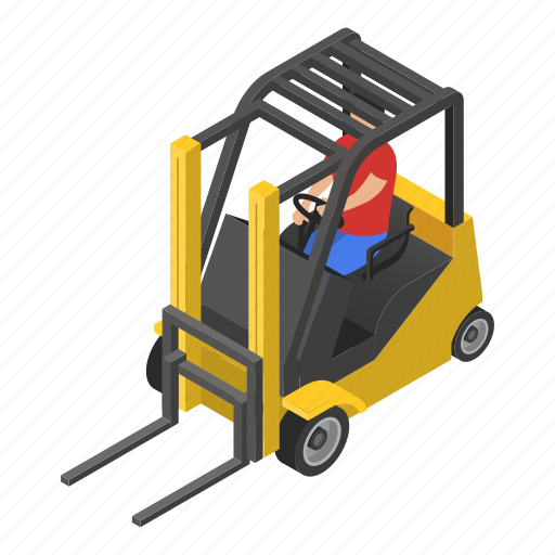 Box, car, cargo, cartoon, forklift, industry, isometric icon - Download on Iconfinder
