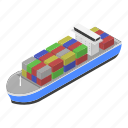 business, cargo, cartoon, delivery, isometric, ship, transportation