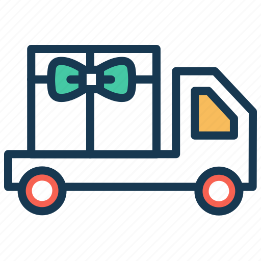 Celebrations, delivery van, gift, gift delivery, logistics, shipping, trasport icon - Download on Iconfinder
