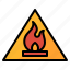 fire, flame, flammable, sign, warning 