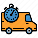 delivery, fast, shipping, stopwatch, van