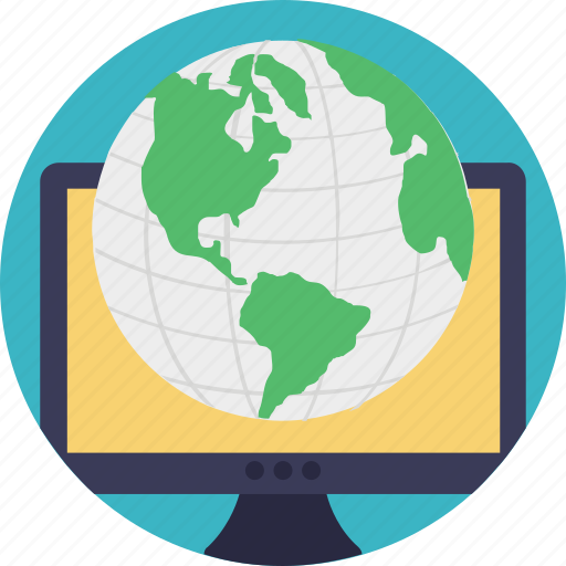 Global connection, globe monitor, internet connection, online maps, screen map icon - Download on Iconfinder