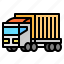 container, delivery, transport, truck 