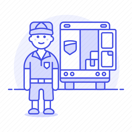 Cargo, delivery, deliveryman, ground, logistic, mailman, male icon - Download on Iconfinder