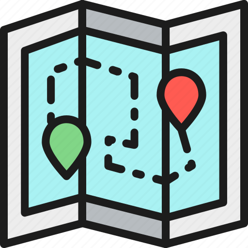 Color, delivery, logistic, map, planning, route, truck icon - Download on Iconfinder