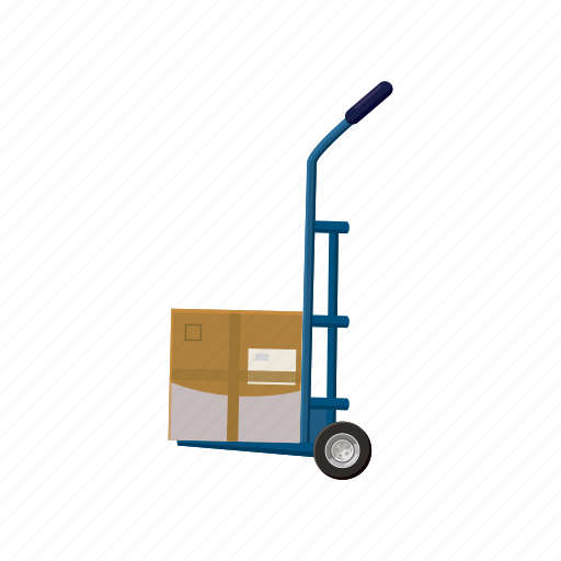 Cargo, cart, cartoon, dolly, freight, package, post icon - Download on Iconfinder