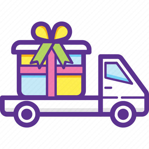 Celebrations, gift delivery, gift delivery van, gift distribution, shipping gifts icon - Download on Iconfinder
