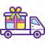 celebrations, gift delivery, gift delivery van, gift distribution, shipping gifts 