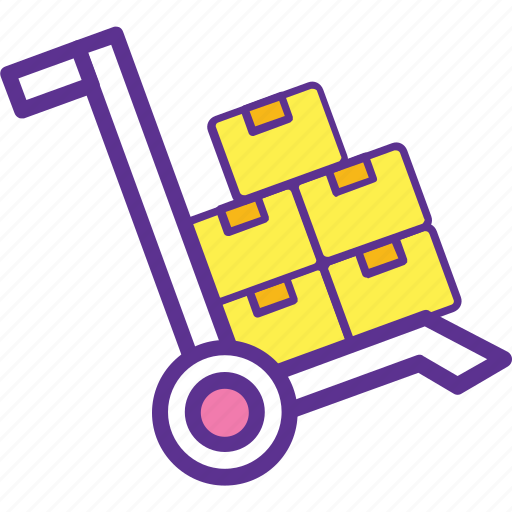 Dolly, hand truck, luggage cart, moving trolley box, push cart icon - Download on Iconfinder