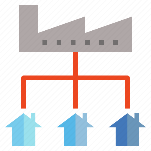 Distribution, factory, flooding, house, move, spread icon - Download on Iconfinder