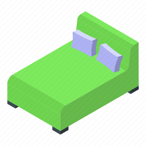 Green, bedroom, isometric icon - Download on Iconfinder