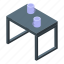office, coffee, table, isometric