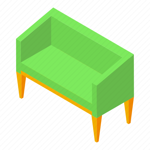 Green, sofa, isometric icon - Download on Iconfinder