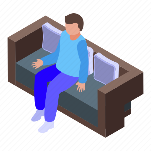 Man, sofa, lounge, isometric icon - Download on Iconfinder