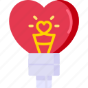 light, bulb, lamp, idea, heart, valentine