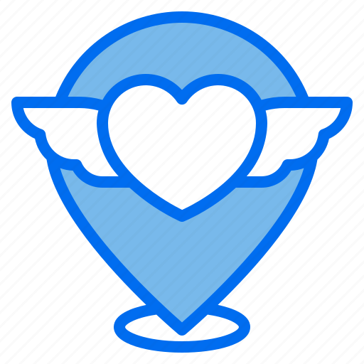 Heart, love, location, pin, wing icon - Download on Iconfinder