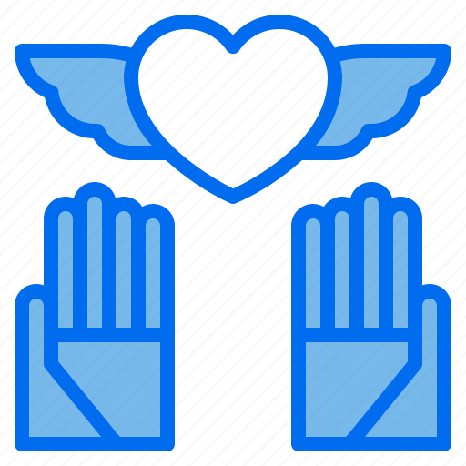 Heart, wing, love, care, hand icon - Download on Iconfinder