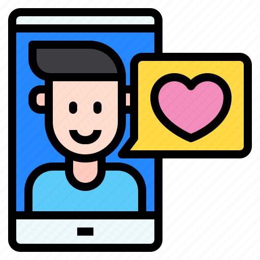 Heart, love, phone, video, call, male icon - Download on Iconfinder