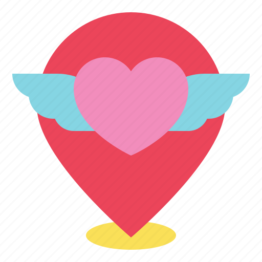 Heart, love, location, pin, wing icon - Download on Iconfinder