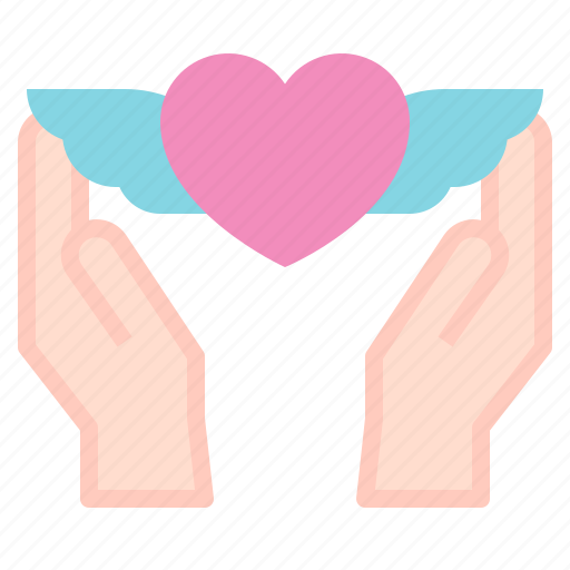 Heart, love, wing, hand icon - Download on Iconfinder