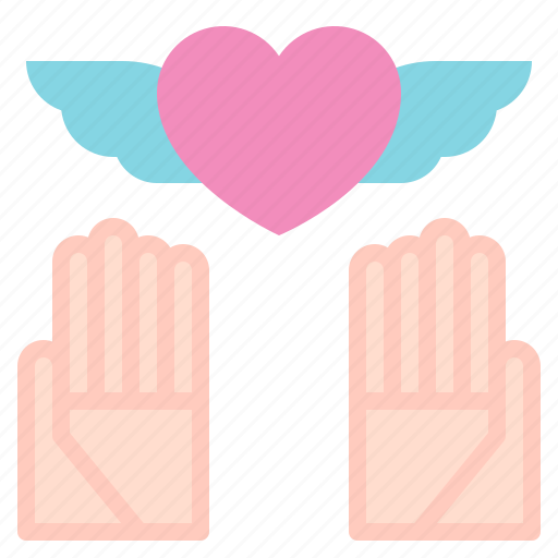 Heart, wing, love, care, hand icon - Download on Iconfinder