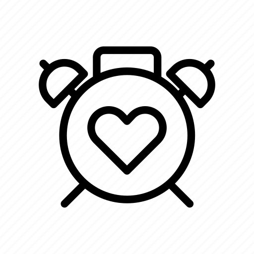 Alarm clock, heart, love, valentines day, timer, wedding, wedding day icon - Download on Iconfinder