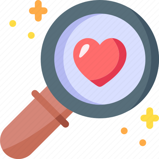 Love, romantic, valentines day, heart, magnifying glass, find love, search icon - Download on Iconfinder