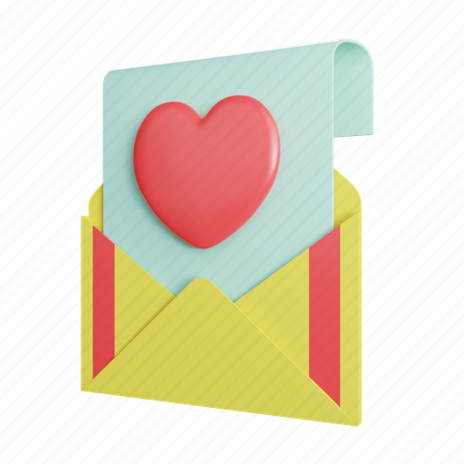 Email, love, letter, heart, like, marriage, romance 3D illustration - Download on Iconfinder