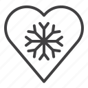 cold, heart, love, snowflake